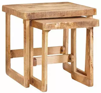 vidaXL Satztische 2er-Set Braun Massivholz Mango 46x46x45cm (4104557)