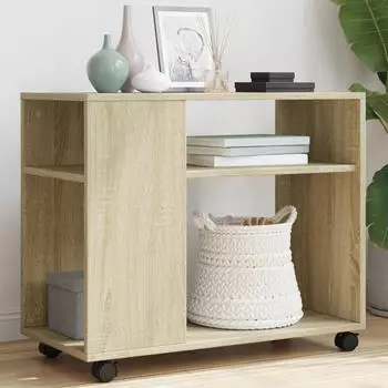 vidaXL Beistelltisch mit Rollen, Holzwerkstoff, Sonoma-Eiche (853148)