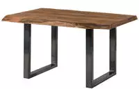 Massivmoebel24 - Baumtisch Sheesham 160x90x77 Natur Gebeizt / U-beine Anthrazit