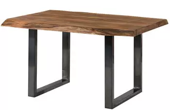 Massivmoebel24 Freeform 5 Baumkantentisch Sheesham 160x90x77cm, natur gebeizt, U-Beine anthrazit (09-106-834-5102)