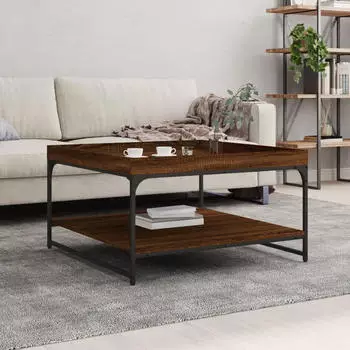 vidaXL Couchtisch R&auml;uchereiche 80x80x45cm Holzwerkstoff & Eisen (832815)