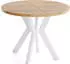 WFL GROUP Savio Esstisch rund ausziehbar 80-130cm, Eiche Braun, weiße Holzbeine