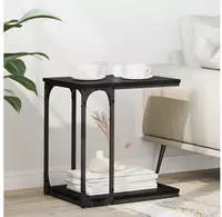 vidaXL Beistelltisch mit Regal Schwarz Eichen-Optik 50 x 35 x 52 cm