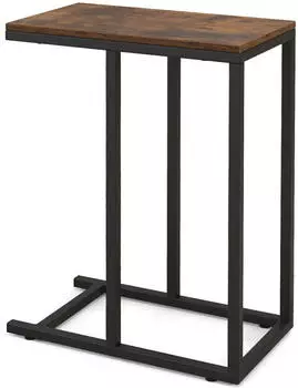 Costway Beistelltisch C-Form, Holzwerkstoff & Metallgestell, braun, 45,5x25,5x64cm (VH33103OR)