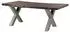 Massivmoebel24 Freeform 5 Baumkantentisch Akazie 180x90x77cm grau / X-Beine silber matt (09-108-824-2913)