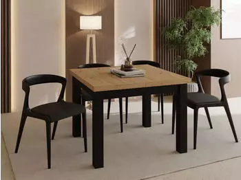 WFL GROUP Toren Esstisch ausziehbar quadratisch, Eiche Artisan Hellbraun, 80&ndash;180cm