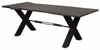 Massivmoebel24 Iron Label #119 Esstisch Akazie Baumkante 260x100x76cm grau lackiert (09-116-820-0019)