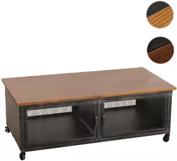Heute Wohnen HWC-N28 Couchtisch Industrial Retro Metall/Holz mit Rollen 45x120x60cm (HWC-N28)
