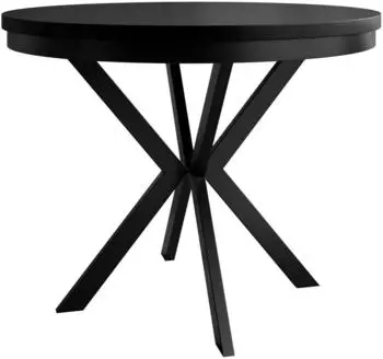 Mirjan24 Edder 120 Ausziehbarer Esstisch Stahl, Schwarz, 120-196x120x76cm