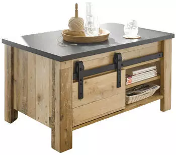 Furn.Design Stove Couchtisch Used Wood mit Schiebetür, 90x60cm (Stove)