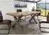 Massivmoebel24 Freeform 5 Baumkantentisch Sheesham 220x100x77cm, X-Beine silber matt (09-112-834-3915)
