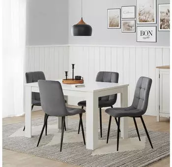Homestyle4u Esstisch ausziehbar, Holz, weiß, 120x80cm (2181)