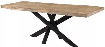 Massivmoebel24 Freeform 5 Baumtisch Mango 180x90x79cm beige lackiert, Mikado-Beine anthrazit matt (09-108-844-4233)