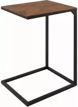 CLP Velaro Beistelltisch C-Form, Mindiholz, Eisengestell, braun (327468)