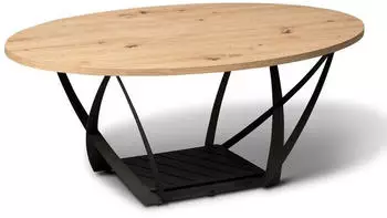 M2 Kollektion Couchtisch Mona Artisan-Eiche/Schwarz Oval 100x40cm
