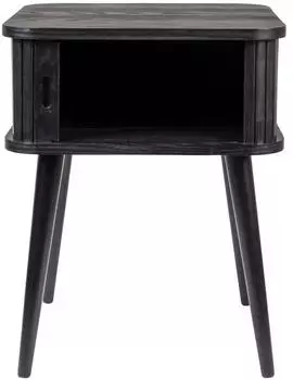 Zuiver Barbier Beistelltisch furniertes Holz mit Rollt&uuml;r 45x45x59cm Schwarz (Barbier)