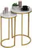 Mendler HWC-K46 2er-Set Beistelltische, Marmoroptik MDF, Weiß/Gold (HWC-K46)