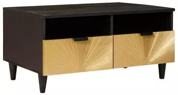 vidaXL Couchtisch mit Schubladen Schwarz/Gold 80x54x40cm Massives Mangoholz (4017841)