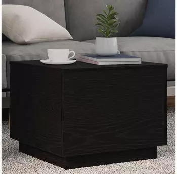 vidaXL Couchtisch mit LED-Leuchten Schwarz Eichen-Optik 50x50x40cm (862259)