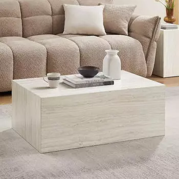 Pharao24 Couchtisch Salontisch in Marmor Optik - Beige (10137093)