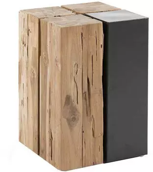 Pharao24 Beistelltisch Kaffeetisch aus Teak Massivholz und Metall (10129437)