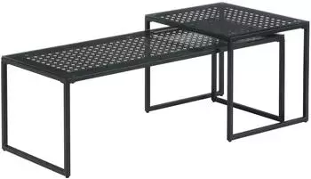 Wohnling Satztisch 2er Set Glasplatte Metallgestell schwarz (WL7.329)