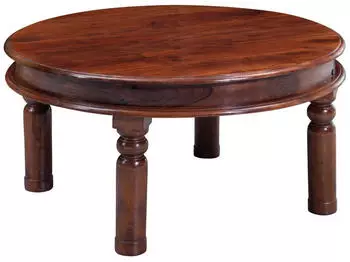 Massivmoebel24 Oxford Couchtisch rund Akazie massiv 90x90x45cm nougat lackiert (09-200-620-0130)