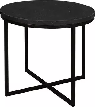 M&auml;usbacher Couchtisch rund Keramik Optik Schwarz, Metallgestell, &Oslash;60cm (Couchtisch rund-UG-C)