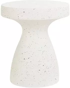 Beliani Biviere Beistelltisch Terrazzo-Optik Leichtbeton/Glasfaser Cremeweiß Ø39cm