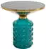 KARE Lola Beistelltisch Glas, Metall, rund, blau/gold, 50x52cm (70648)