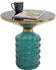 KARE Lola Beistelltisch Glas, Metall, rund, blau/gold, 50x52cm (70648)