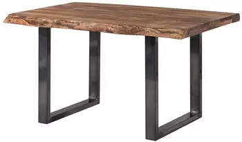 Massivmoebel24 Freeform 5 Baumtisch Sheesham 140x90cm grau gebeizt, U-Beine anthrazit gl&auml;nzend (09-104-834-2101)