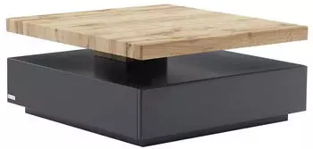 Kauf-Unique Kyria Couchtisch 80x80cm, 1 Schublade, Drehplatte, MDF, Anthrazit & Eiche