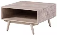 Massivmoebel24 - Couchtisch Akazie 70x70x40 Wei&szlig; Lackiert Mosayk 216