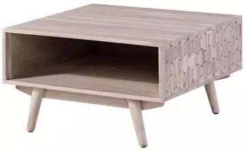 Massivmoebel24 MOSAYK Couchtisch Akazie wei&szlig; lackiert 70x70x40cm (09-200-689-0216)