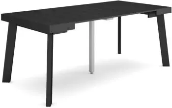 Skraut Home Ausziehbarer Konsolentisch 180x90x73cm, 8 Personen, Holzbeine, Schwarz (260_41)