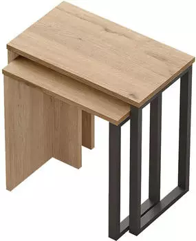 Hanah Home Satztisch Walnuss Melamin 18mm, 2er-Set (956LCS3451)