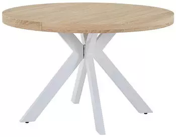 Kauf-Unique KOMONI Esstisch ausziehbar, MDF & Stahl, 4&ndash;8 Personen, Natur/Wei&szlig;