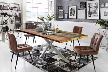 SIT Tops&Tables Esstisch Altholz bunt, Gestell antiksilber, 220x100x76cm (15364-40)