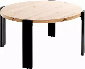 HAKU Couchtisch Rund Holzwerkstoff/Metall Eiche/Schwarz, 75x42cm