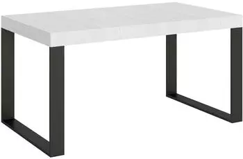 Itamoby Tecno Premium Ausziehbarer Tisch 90x160/264cm, Weiße Esche, Anthrazit Gestell