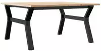 vidaXL Couchtisch Y-Gestell 90x90x45cm Massivholz Kiefer und Stahl