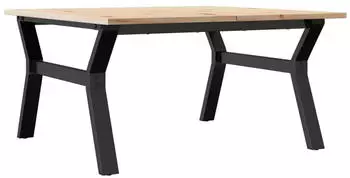 vidaXL Couchtisch Y-Gestell Massivholz Kiefer & Stahl 90x90x45cm (3282709)