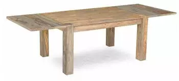Massivmoebel24 Nature Grey Esstisch mit Ansteckplatten Sheesham 140-220x90x76cm grau ge&ouml;lt (09-104-550-1013)