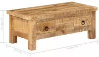 vidaXL Couchtisch 90x45x35 cm Massivholz Mango