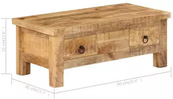 vidaXL Couchtisch Massivholz Mango 90x45x35cm (247326)