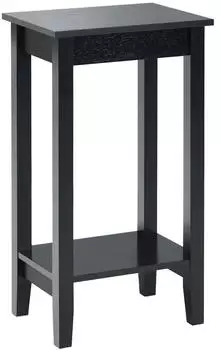 Costway Beistelltisch 2-st&ouml;ckig mit Regal, Holz, Schwarz, 30x74x40cm