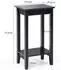 Costway Beistelltisch 2-stöckig mit Regal, Holz, Schwarz, 30x74x40cm