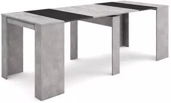 Skraut Home Ausziehbarer Konsolentisch 222x90x77cm, 10 Personen, Zementgrau (275_9)