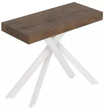 Itamoby Saki Premium Ausziehbare Konsole 90x40/196cm, Walnuss Weiße Beine